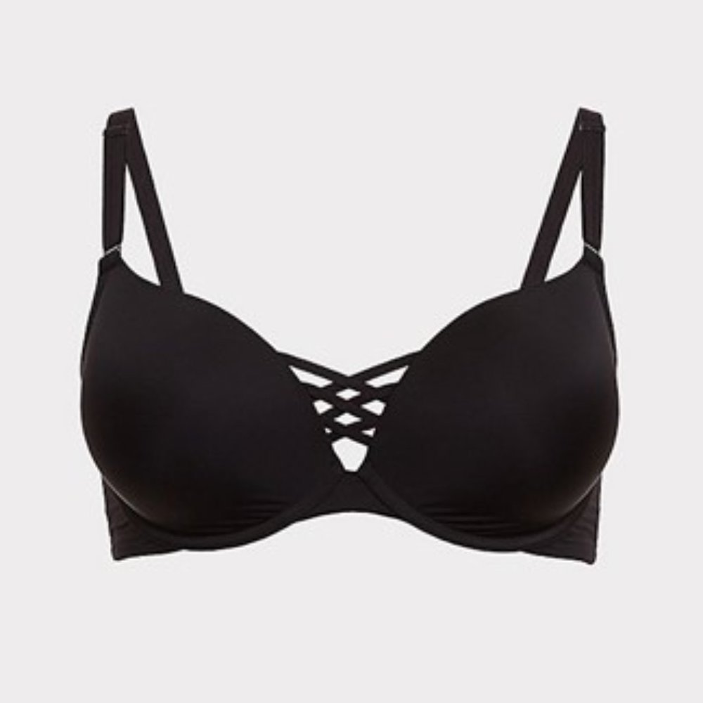 Torrid Black Microfiber Back Smoothing Plunge Bra NWT